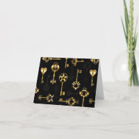 Seamless Pattern with Golden Keys