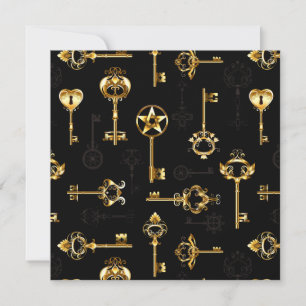 Seamless Pattern with Golden Keys Holiday Card