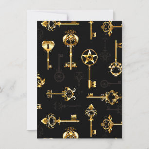 Seamless Pattern with Golden Keys Holiday Card