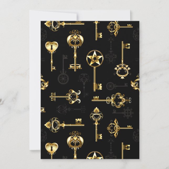 Seamless Pattern with Golden Keys Holiday Card (Front)