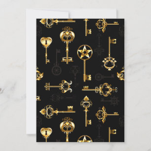 Seamless Pattern with Golden Keys Holiday Card