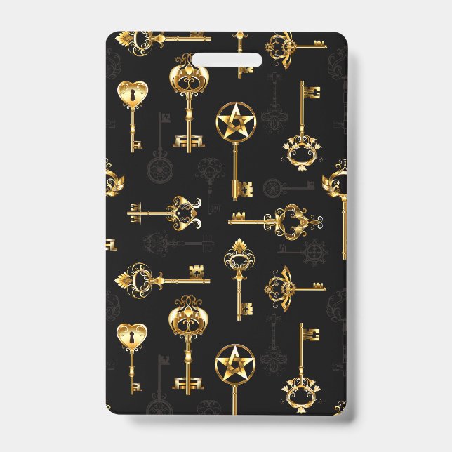 Seamless Pattern with Golden Keys ID Badge (Front)