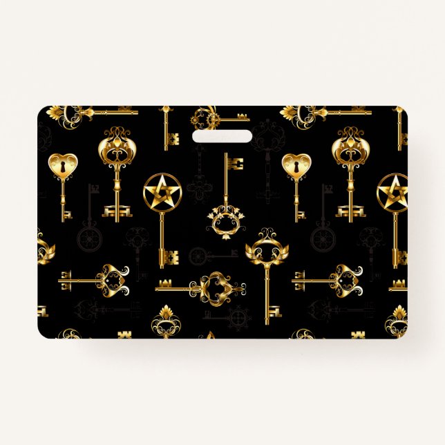 Seamless Pattern with Golden Keys ID Badge (Front)