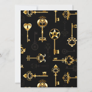 Seamless Pattern with Golden Keys Invitation