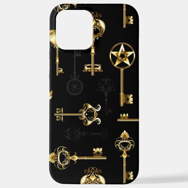 Seamless Pattern with Golden Keys iPhone Case (Back)