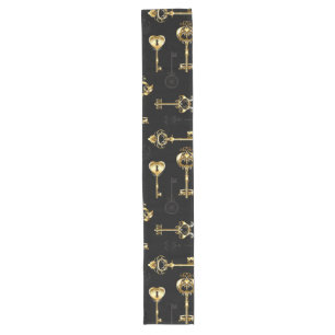Seamless Pattern with Golden Keys Long Table Runner