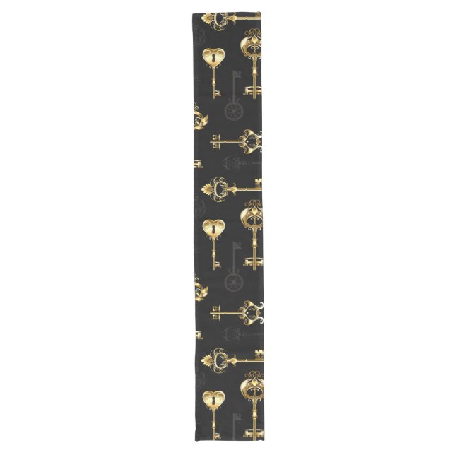 Seamless Pattern with Golden Keys Long Table Runner (Front)