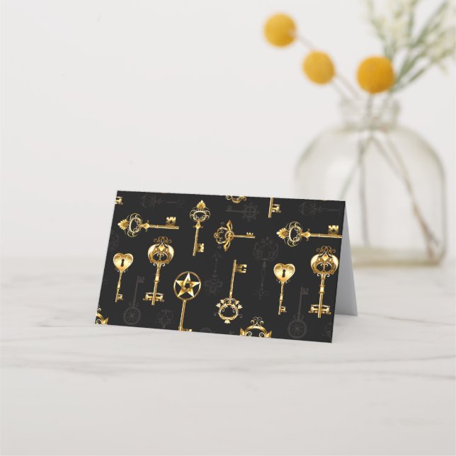 Seamless Pattern with Golden Keys Loyalty Card (Front)