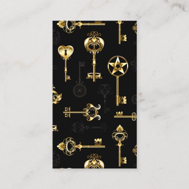 Seamless Pattern with Golden Keys Loyalty Card (Front)