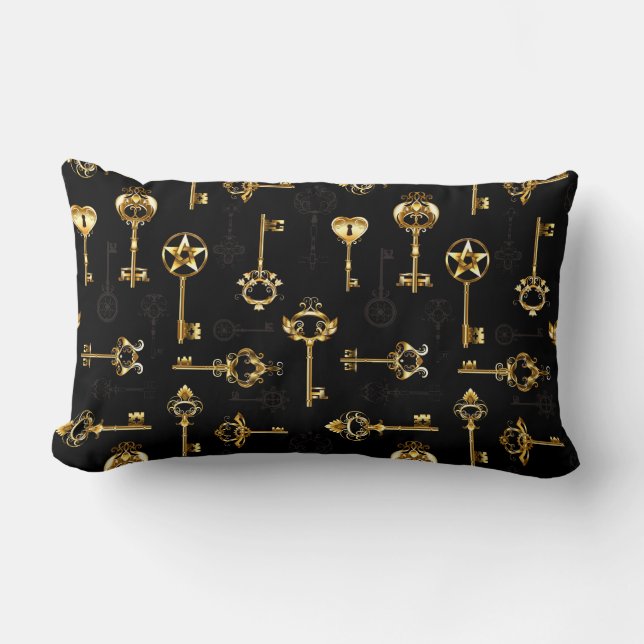 Seamless Pattern with Golden Keys Lumbar Cushion (Front)