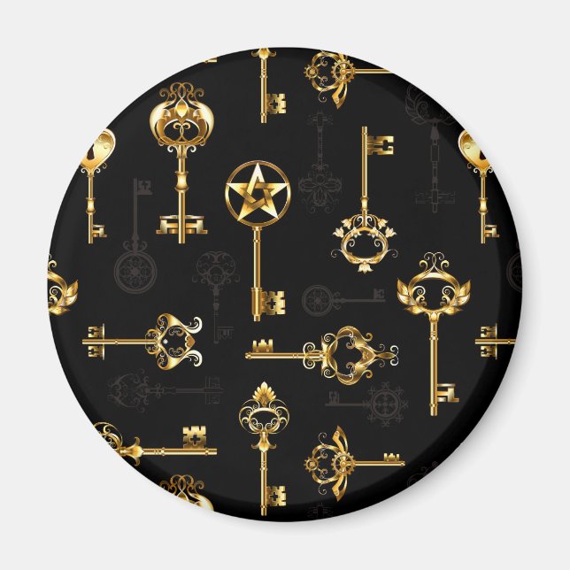 Seamless Pattern with Golden Keys Magnet (Front)