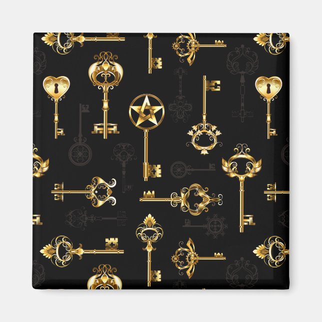 Seamless Pattern with Golden Keys Magnet (Front)