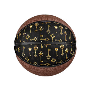 Seamless Pattern with Golden Keys Mini Basketball