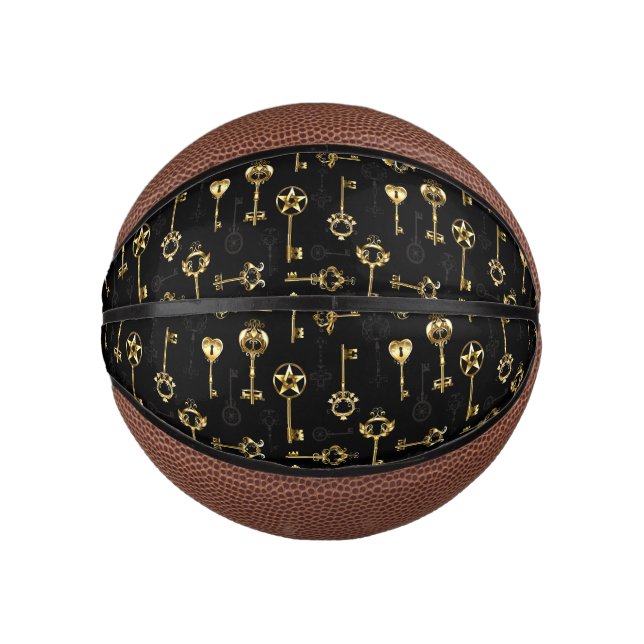 Seamless Pattern with Golden Keys Mini Basketball (Front)