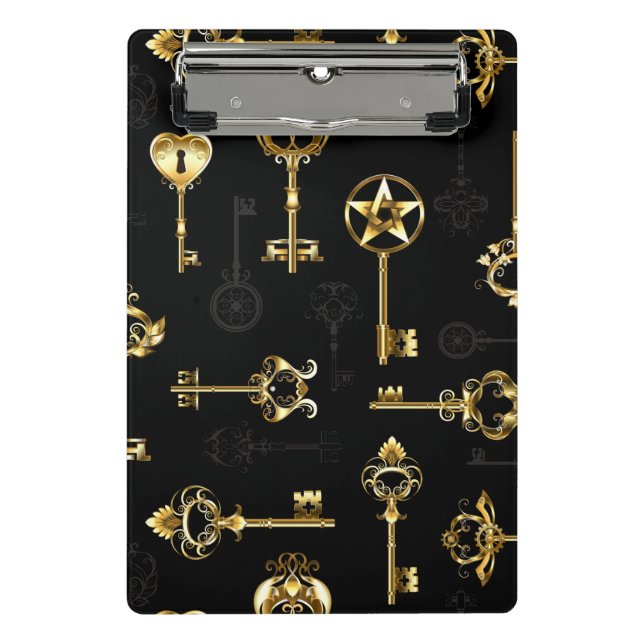 Seamless Pattern with Golden Keys Mini Clipboard (Front)