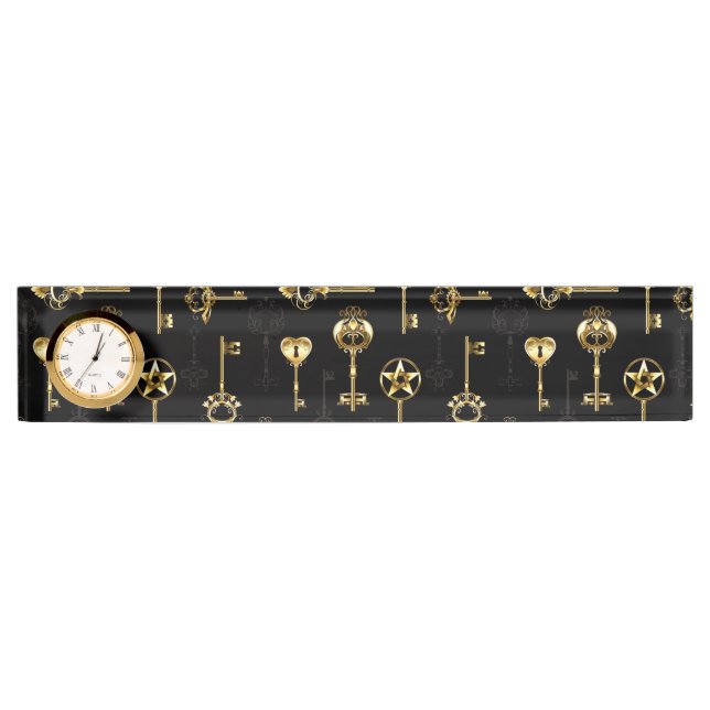 Seamless Pattern with Golden Keys Nameplate (Front)
