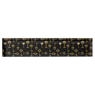 Seamless Pattern with Golden Keys Nameplate
