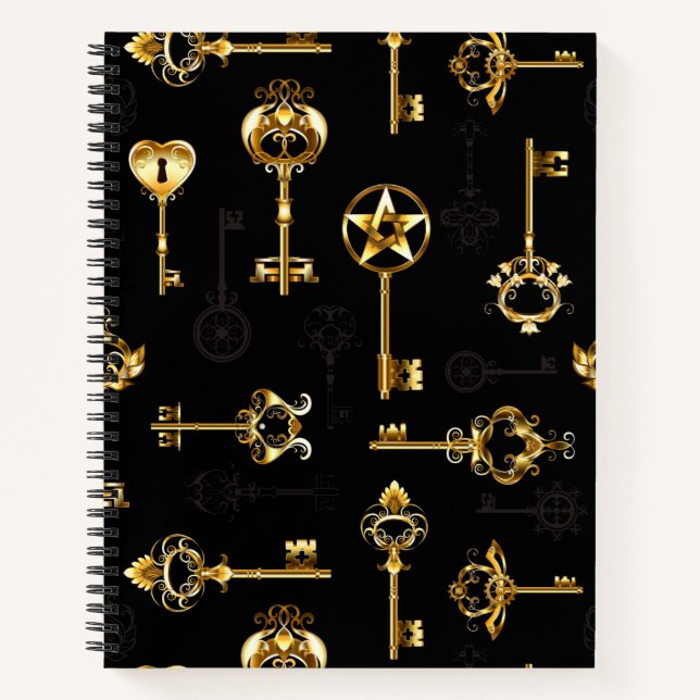 Seamless Pattern with Golden Keys Notebook (Front)