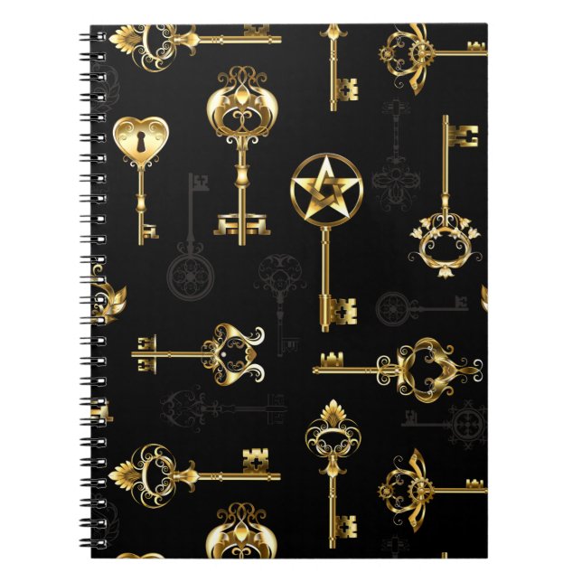 Seamless Pattern with Golden Keys Notebook (Front)