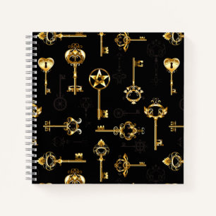 Seamless Pattern with Golden Keys Notebook