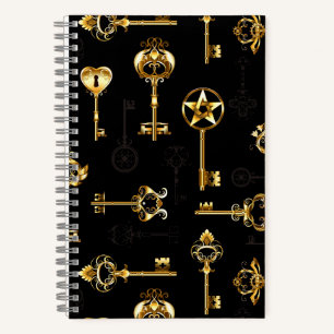 Seamless Pattern with Golden Keys Notebook