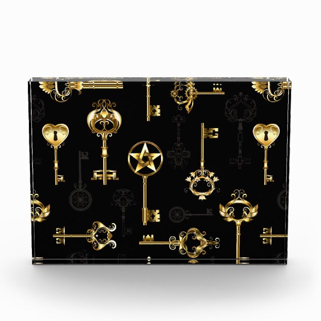 Seamless Pattern with Golden Keys Photo Block (Front)