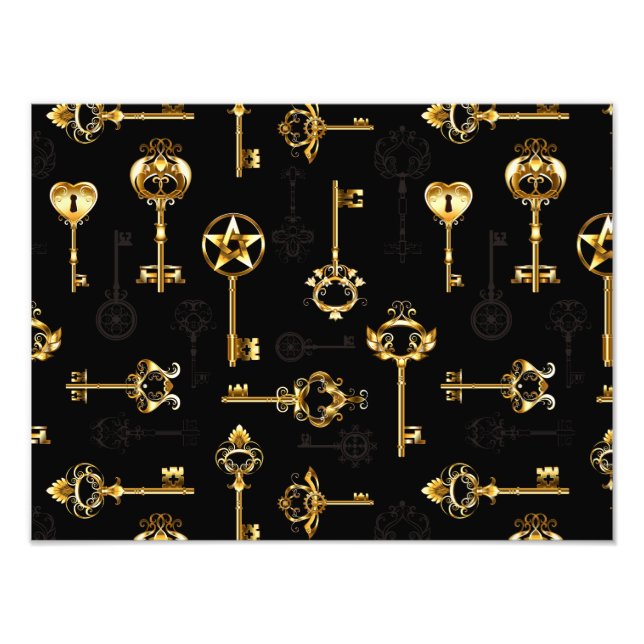 Seamless Pattern with Golden Keys Photo Print (Front)