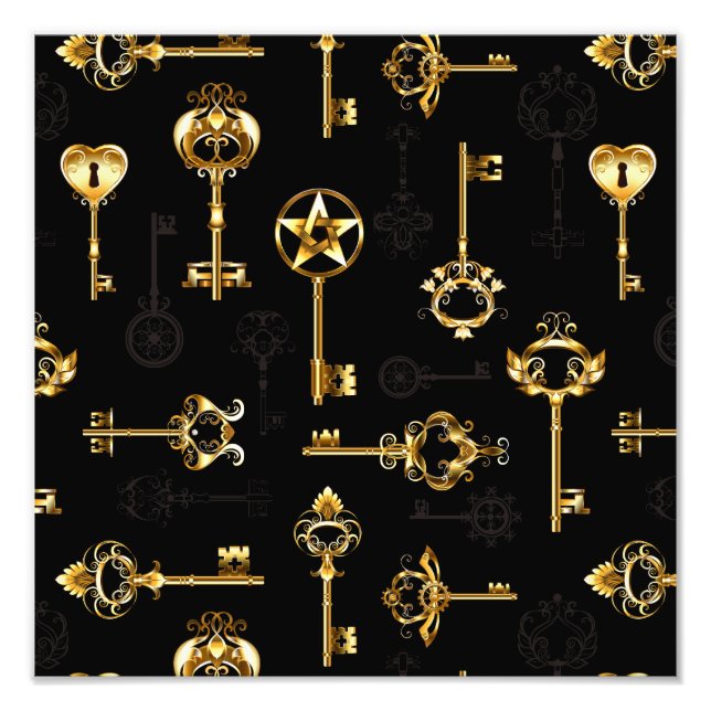 Seamless Pattern with Golden Keys Photo Print (Front)