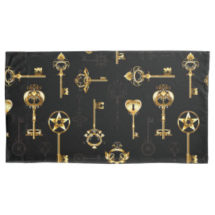 Seamless Pattern with Golden Keys Pillowcase