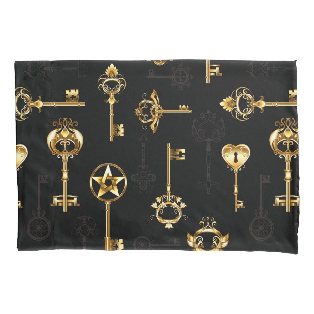 Seamless Pattern with Golden Keys Pillowcase (Front)