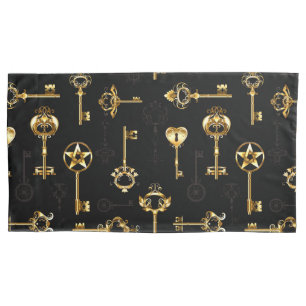 Seamless Pattern with Golden Keys Pillowcase