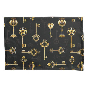Seamless Pattern with Golden Keys Pillowcase