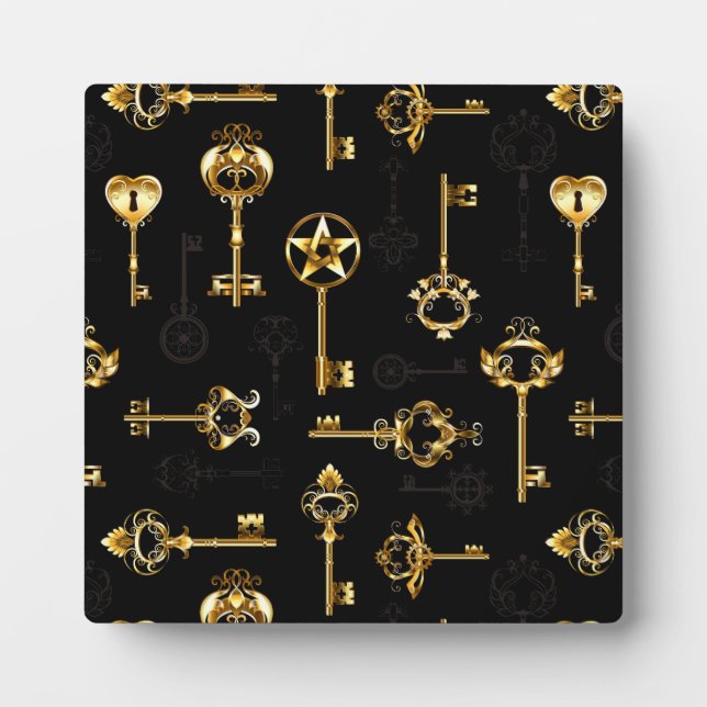 Seamless Pattern with Golden Keys Plaque (Front)