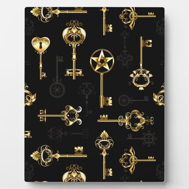 Seamless Pattern with Golden Keys Plaque (Front)