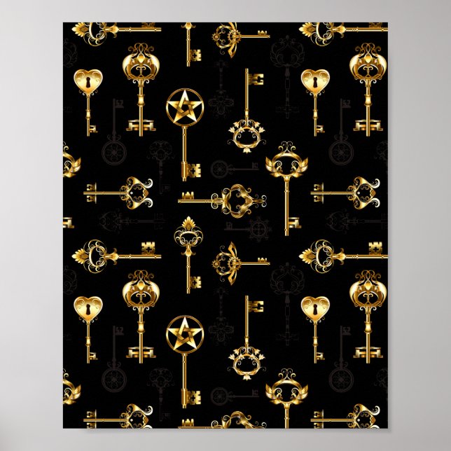 Seamless Pattern with Golden Keys Poster (Front)