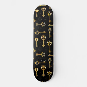 Seamless Pattern with Golden Keys Skateboard