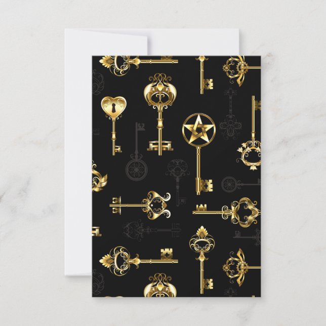 Seamless Pattern with Golden Keys Thank You Card (Front)