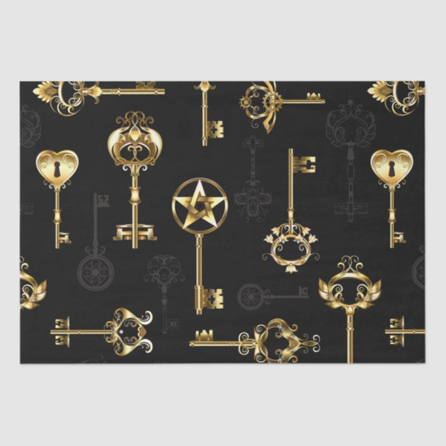 Seamless Pattern with Golden Keys Tissue Paper (Front)