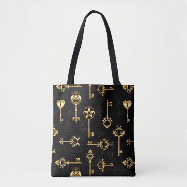Seamless Pattern with Golden Keys Tote Bag (Front)