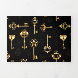 Seamless Pattern with Golden Keys Tri-Fold Programme
