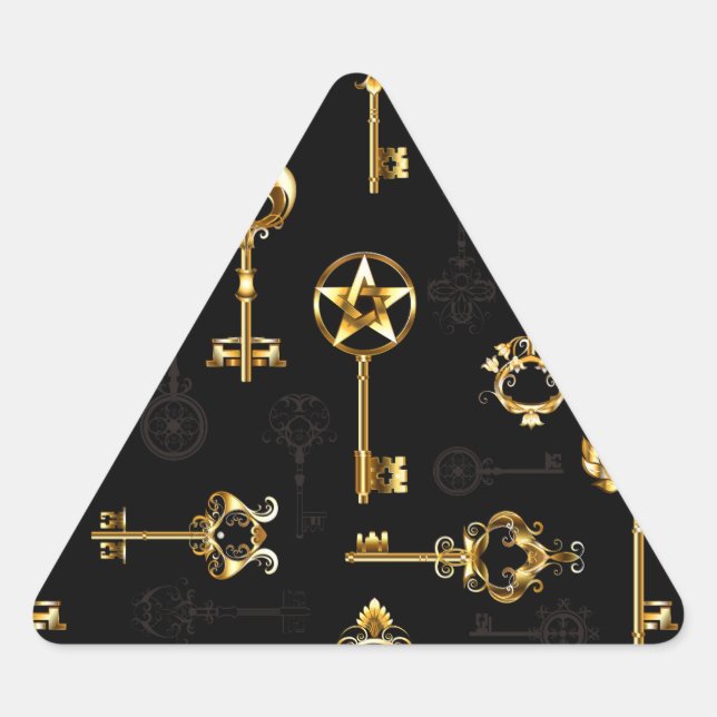Seamless Pattern with Golden Keys Triangle Sticker (Front)