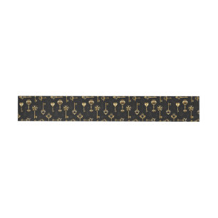 Seamless Pattern with Golden Keys Wraparound Address Label