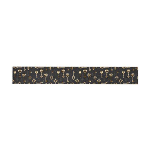 Seamless Pattern with Golden Keys Wraparound Address Label (Individual)