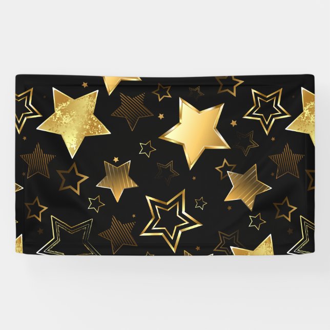 Seamless pattern with Golden Stars Banner (Horizontal)