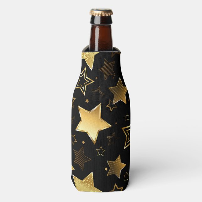 Seamless pattern with Golden Stars Bottle Cooler (Bottle Front)