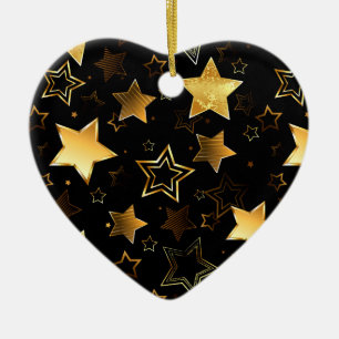 Seamless pattern with Golden Stars Ceramic Ornament
