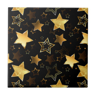 Seamless pattern with Golden Stars Ceramic Tile