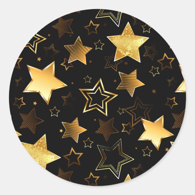 Seamless pattern with Golden Stars Classic Round Sticker (Front)