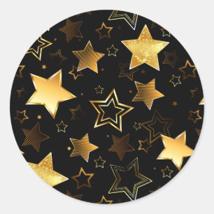 Seamless pattern with Golden Stars Classic Round Sticker