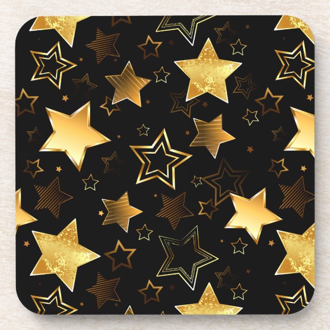 Seamless pattern with Golden Stars Coaster (Front)